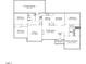 Floor plan of the home showing the layout of bedrooms, kitchen, and dining area at 2003 Broadway Rd, Sanford, NC 27332