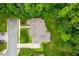An aerial view shows the roof and landscaping of this beautiful, well-maintained home at 3994 Limerick Dr, Burlington, NC 27215