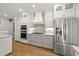 Modern kitchen with white cabinetry, stainless steel appliances, and granite countertops offers a luxurious feel at 3994 Limerick Dr, Burlington, NC 27215