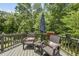 Outdoor deck features patio furniture and an umbrella amid lush greenery at 507 Littleport Dr, Rolesville, NC 27571