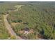 Expansive aerial view of a heavily wooded lot featuring a house nestled among the trees at 5163 S River Rd, Lillington, NC 27546