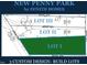 Property map displaying three lots, Penny Road access, and land dimensions at 8012 Penny Rd, Raleigh, NC 27606