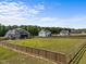 Expansive fenced backyard featuring a large green lawn and view of surrounding homes at 105 Scotland Dr, Youngsville, NC 27596