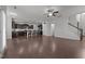 Open-concept floor plan shows the living room leading into a kitchen area at 137 Campaign Dr, Mebane, NC 27302