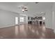Expansive living room leading to a kitchen area offering plenty of room for entertaining at 137 Campaign Dr, Mebane, NC 27302