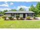 Well-maintained single-story home with a manicured lawn, neat shrubs, and brick facade at 1512 Bacon St, Durham, NC 27701