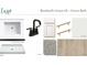 Selections include quartz countertop, dark faucet, white cabinetry, tile, and walk in shower at 1613 Malcus Ct # 68, Fuquay Varina, NC 27526