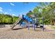 Community playground with a slide, climbing bars, and other play structures for children at 203 Halls Mill Dr, Cary, NC 27519