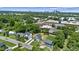 Bird's eye view of the property showing it's relation to surrounding community and downtown skyline at 2521 Newbold St, Raleigh, NC 27603