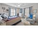 Well-lit bedroom featuring a twin bed, neutral walls, white dresser, and matching curtains at 441 Fieldstone Dr, Burlington, NC 27215