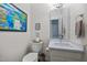 Cozy powder room featuring stylish vanity, framed mirror, and decorative accents at 441 Fieldstone Dr, Burlington, NC 27215