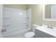 Bathroom featuring tub shower and vanity with mirror at 605 E Montgomery St, Henderson, NC 27536
