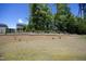Large backyard with retaining wall and black fence at 609 Ramsours Mill Dr, Holly Springs, NC 27540