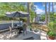 Outdoor living area with patio furniture and manicured landscaping for relaxing or entertaining at 7601 Wellesley N Park, Raleigh, NC 27615