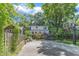 Outdoor basketball court and treehouse surrounded by greenery, with a backyard featuring seating, trampoline and play equipment at 821 Onslow St, Durham, NC 27705