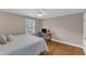 Cozy bedroom featuring hardwood floors, a desk, and natural light, perfect for a relaxing retreat at 821 Onslow St, Durham, NC 27705