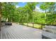 Wooden back deck overlooking a lush backyard, perfect for outdoor entertainment and relaxation at 8620 Glendale Dr, Apex, NC 27539