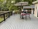 Deck featuring dining and relaxing spaces with outdoor seating and views of the lake at 8620 Glendale Dr, Apex, NC 27539