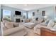 Comfortable living room with fireplace, soft blue walls, plush seating, and natural lighting at 104 Bollienger Dr, Princeton, NC 27569
