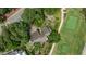 Aerial view of a luxurious home bordering a golf course at 112 Lancaster Dr, Chapel Hill, NC 27517