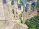 Aerial perspective of homes being built in a new neighborhood, some with wooded surroundings at 224 Wild Turkey Way, Lillington, NC 27546