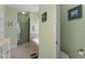Pastel green bathroom with combined shower/tub and toilet room at 229 Hocutt Farm Dr Dr, Clayton, NC 27527