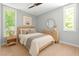 Cozy bedroom featuring a rattan headboard, modern furnishings and natural light at 9021 Albatross Ct, Raleigh, NC 27613