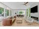 Stylish living room with modern furnishings, a fireplace, and an open layout at 9021 Albatross Ct, Raleigh, NC 27613