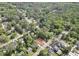 Aerial view of vacant land lot ready for development nestled in a wooded neighborhood at 913 Tyrrell Rd, Raleigh, NC 27609