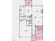 Layout showcasing kitchen, dining area, half bath, garage, and bedroom with attached bath at 1021 Dillon Lake Dr, Knightdale, NC 27545