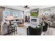 Spacious living room with fireplace, ceiling fan, modern furniture, and decor at 1021 Dillon Lake Dr, Knightdale, NC 27545