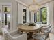 Charming dining area with lots of natural light, a modern chandelier, and stylish furnishings at 121 Anfield Rd, New Hill, NC 27562