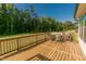 Expansive back deck surrounded by lush greenery, ideal for relaxing and enjoying the outdoors at 1475 Sierra Glen Cir, Apex, NC 27502
