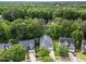 Overhead view showcasing homes surrounded by green spaces and mature trees at 2313 Filigree Ct, Raleigh, NC 27614
