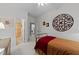 Bedroom with decorative wall art and ensuite bath at 2313 Filigree Ct, Raleigh, NC 27614