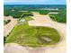 An aerial view of a large property with a house, pond, fields, and a yellow boundary line at 3187 Wilsons Mills Rd, Smithfield, NC 27577