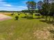 Expansive green field with scattered trees and distant buildings under a bright blue sky at 3187 Wilsons Mills Rd, Smithfield, NC 27577