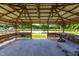 Interior of open pavilion with views of a serene pond and surrounding green space, with table at 3187 Wilsons Mills Rd, Smithfield, NC 27577