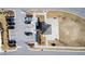 Aerial view showcases community parking and the neighborhood pavilion at 4355 Pond Pine Trl, Morrisville, NC 27560