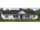 Inviting one-story home with a covered porch and lush landscaping at 4451 Poppy Mallow Ln, Oxford, NC 27565