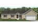 Traditional one-story home with a covered porch, an attached garage, and a well-kept lawn at 4461 Poppy Mallow Ln, Oxford, NC 27565