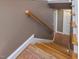 This stairway features wood stairs, tile accents, and a wooden handrail at 4508 Old Us 421 N N, Siler City, NC 27344