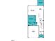 First floor blueprint with open layout of kitchen, living room, dining, guest suite, and garage at 107 Vulcan St, Garner, NC 27529
