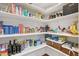 Walk-in pantry that is organized with fully stocked shelves and wicker baskets at 119 Eagles Watch Ln, Chapel Hill, NC 27517