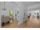 Open-concept layout with dining area leading to the kitchen and living room at 1338 The Parks Dr, Pittsboro, NC 27312