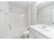 Clean bathroom with shower and tub, toilet and sink with storage at 1412 Maple Branch Cir # 35, Graham, NC 27253
