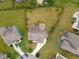 Beautiful aerial view of home showcasing the yard and driveway, surrounded by lush greenery and neighboring houses at 1704 Fawn Chase Ct, Wake Forest, NC 27587