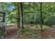 A leafy backyard featuring a hammock between trees and a wooden fence at 4009 Olde Coach Rd, Durham, NC 27707