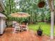 Backyard patio area featuring an umbrella, outdoor furniture, and grill at 5401 Fire Pink Way, Raleigh, NC 27613