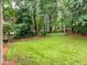 Backyard with trees and manicured lawn at 5401 Fire Pink Way, Raleigh, NC 27613